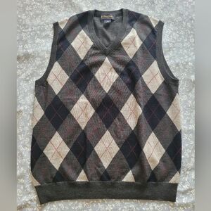 Brooks Brothers Men's Merino Wool Argyle V-Neck Sweater Vest - , M